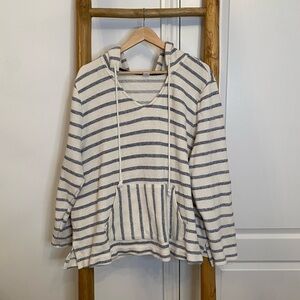 Old Navy Striped Hoodie Sweater Size XXL Ivory Navy Nautical Casual